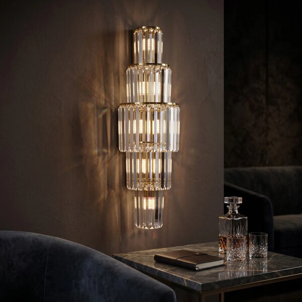 Toolight Nástěnné osvětlení Crystal SWE098-W 60 cm zlaté