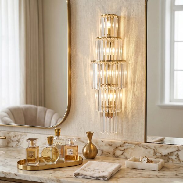 Toolight Nástěnné osvětlení Crystal SWE098-W 60 cm zlaté
