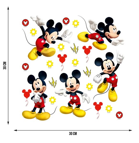 Dětská samolepka na zeď Mickey Mouse, Disney | 30 x 30 cm | DDKS 3802