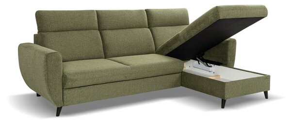 Rozkládací rohová sedačka TORRINO L mini (258 x 165) cm zelená