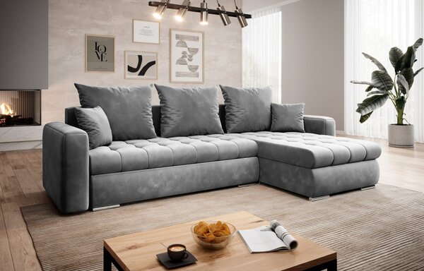 Rozkládací rohová sedačka CANVIA (238 x 151) cm univerzální světle šedá