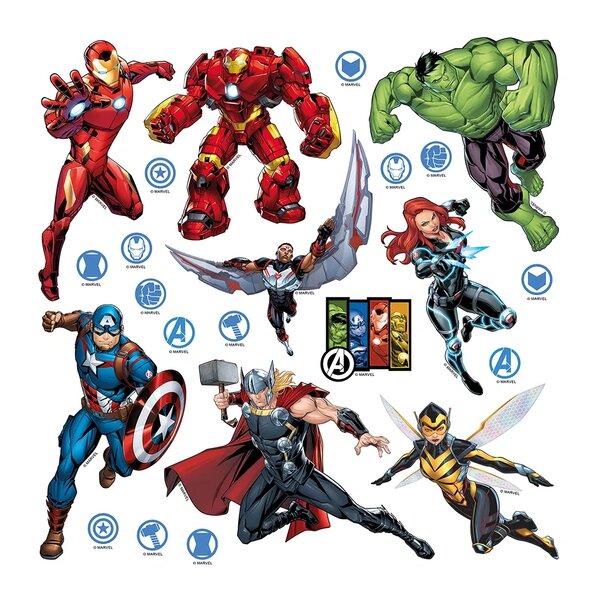 Dětská samolepka na zeď Marvel Avengers Komiksoví Hrdinové, Disney | 30 x 30 cm | DDKS 3817