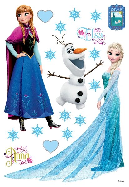Dětská samolepka na zeď Ledové Království – Elsa, Anna a Olaf, Disney | 42.5 x 65 cm | DDK 1729