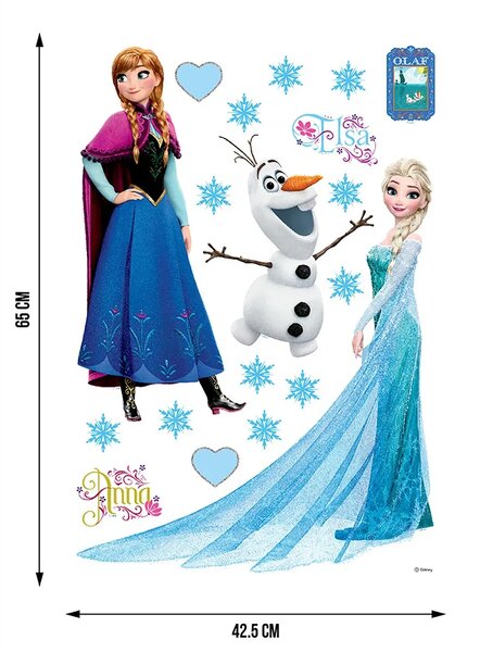 Dětská samolepka na zeď Ledové Království – Elsa, Anna a Olaf, Disney | 42.5 x 65 cm | DDK 1729
