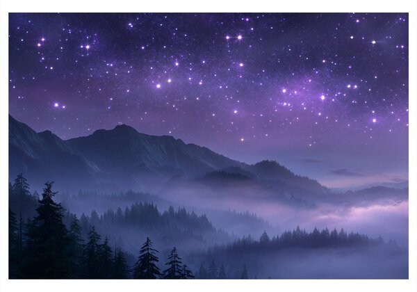 Obraz hvězdná noc nad horami