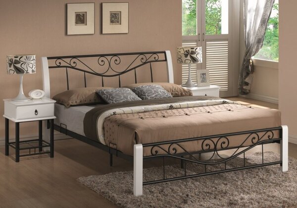 Casarredo - Komfort nábytek Kovová postel PARMA 160x200 bílá/černá