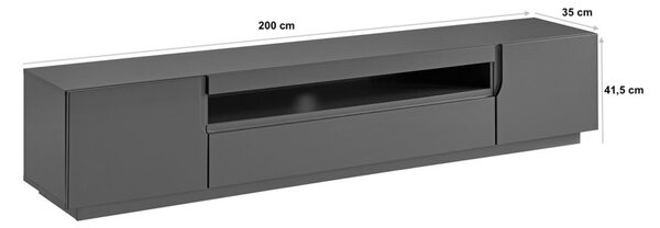 RTV stolek ASTON grafit mat (200 x 41,5) cm