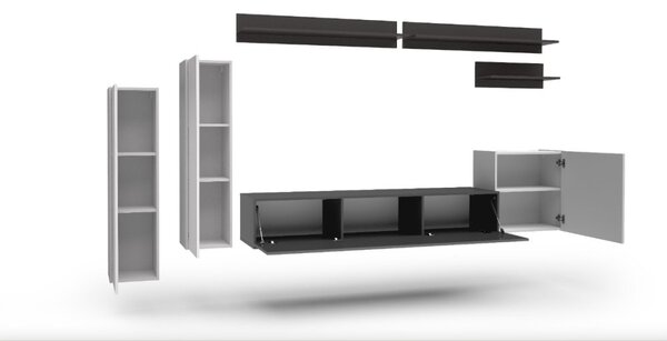 Obývací stěna LEMON bílý lesk / černý lesk – moderní design