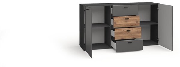 Komoda MILANES 150 grafit mat / dub flagstaff (150 x 81) cm