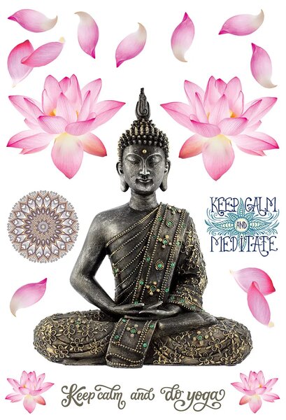 Samolepka na zeď 3D Meditující Buddha | 42.5 x 65 cm | DSM3461