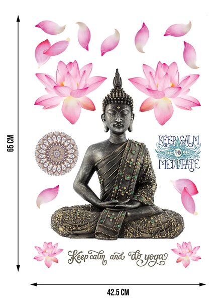 Samolepka na zeď 3D Meditující Buddha | 42.5 x 65 cm | DSM3461
