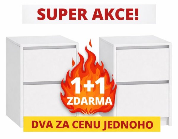 Noční stolek KARIN bílá 1+1 ZDARMA (40 x 55) cm