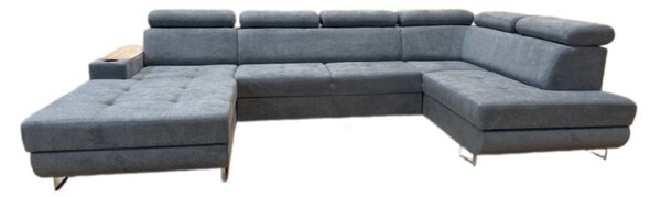 Rozkládací rohová sedačka SERGIA I U 340x200cm - rozklad a úložný prostor levý roh šedá - Alfa 19