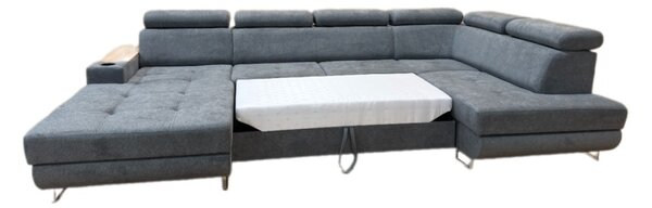 Rozkládací rohová sedačka SERGIA I U 340x200cm - rozklad a úložný prostor levý roh šedá - Alfa 19