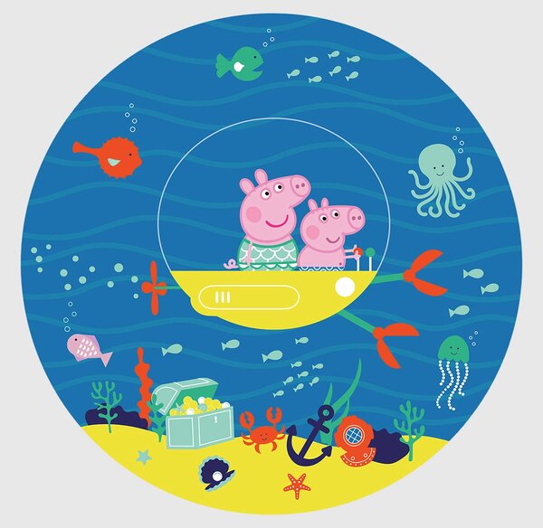 Samolepící vliesová fototapeta na zed' Prasátko Peppa Podvodní Dobrodružství | 70 x 70 cm | DCRD5811