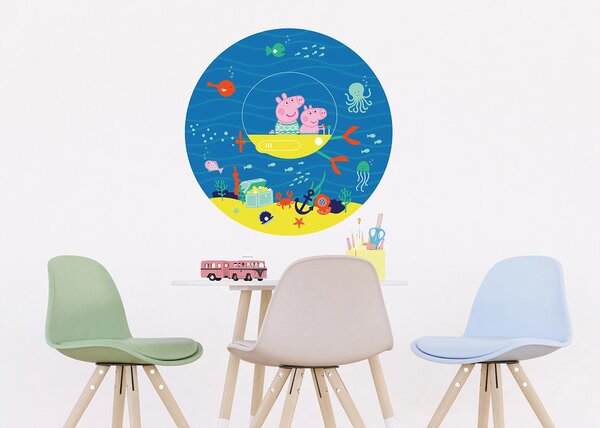 Samolepící vliesová fototapeta na zed' Prasátko Peppa Podvodní Dobrodružství | 70 x 70 cm | DCRD5811