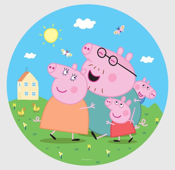 Samolepící vliesová fototapeta na zed' Prasátko Peppa s Rodinou | 70 x 70 cm | DCRD5809