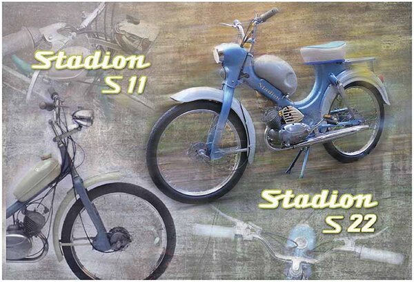 Ceduľa STADION S11 / S22 - historická motorka 30cm x 20cm Plechová tabuľa