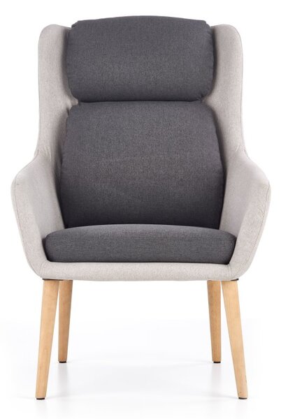Křeslo PURIO – výška sedu 42 cm pro pohodlné usedání světle šedá/tmavě šedá