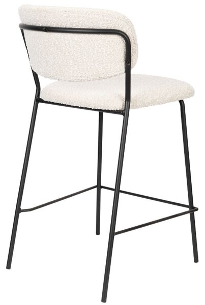 White Label Bílá látková barová židle WLL Jolien 65 cm