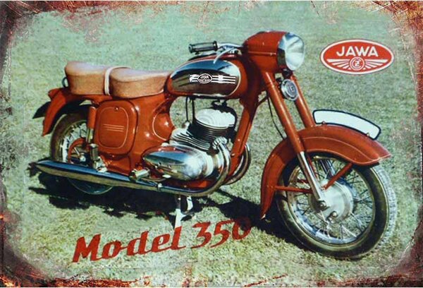 Ceduľa JAWA model 350 - historická motorka 30cm x 20cm Plechová tabuľa