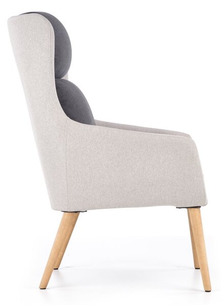 Křeslo PURIO – výška sedu 42 cm pro pohodlné usedání světle šedá/tmavě šedá