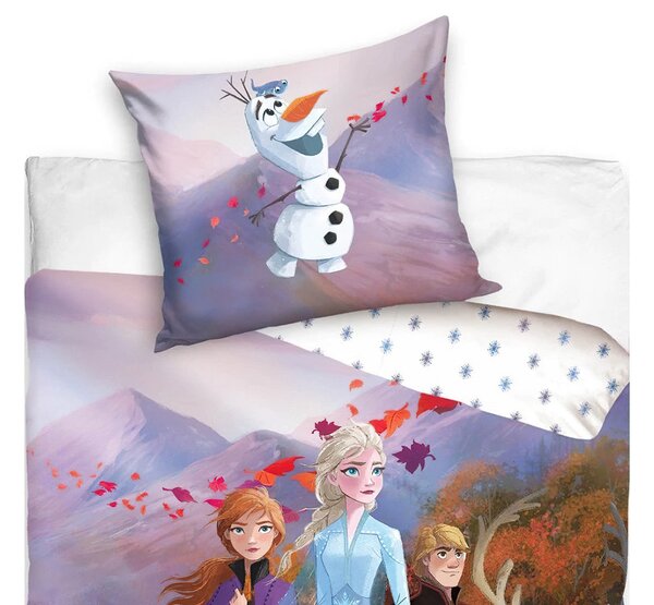 Carbotex dětské povlečení FROZEN LEDOVÉ KRÁLOVSTVÍ MAGIE LESNÍHO VÁNKU, fialové, bavlna hladká, 140x200cm + 70x90cm