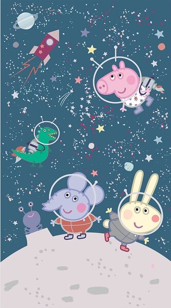 Dětská vliesová fototapeta na zed' Prasátko Peppa Vesmírné Dobrodružství | 150 x 270 cm | DFTD2P5619