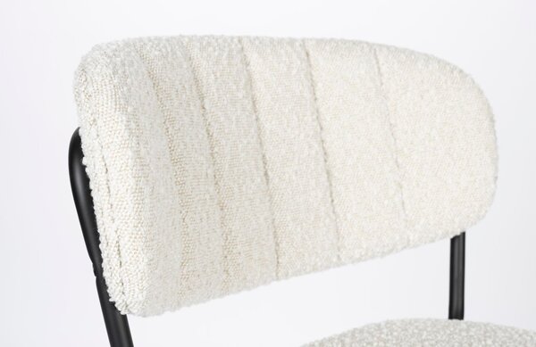 White Label Bílá látková barová židle WLL Jolien 65 cm