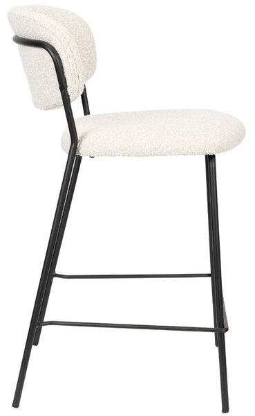 White Label Bílá látková barová židle WLL Jolien 65 cm