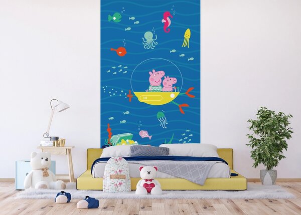 Dětská vliesová fototapeta na zed' Prasátko Peppa Podvodní Dobrodružství | 150 x 270 cm | DFTD2P5617