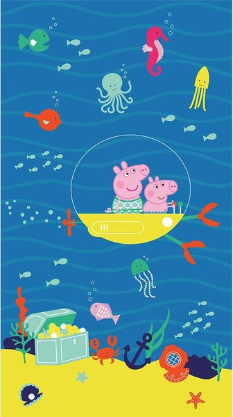 Dětská vliesová fototapeta na zed' Prasátko Peppa Podvodní Dobrodružství | 150 x 270 cm | DFTD2P5617