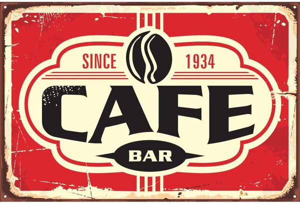 Ceduľa Cafe Bar 30cm x 20cm Plechová tabuľa