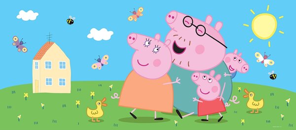 Dětská vliesová fototapeta na zed' Prasátko Peppa s Rodinou | 170 x 75 cm | DFTDNH5519