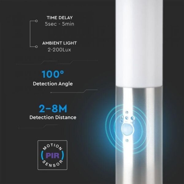 Venkovní lampa se senzorem 1xE27/60W/230V IP44 45cm matný chrom