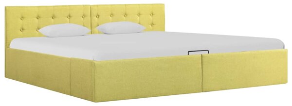 Rám postele úložný prostor limetkově žlutý textil 180 x 200 cm