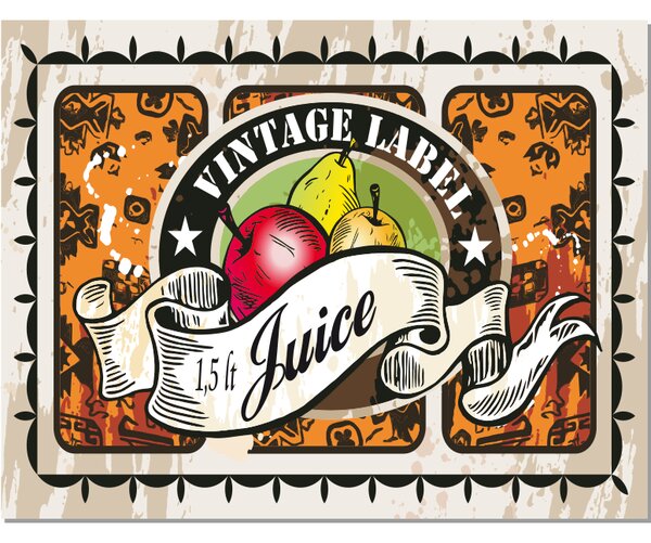 Ceduľa Vintage Label - Juice 30cm x 20cm Plechová tabuľa