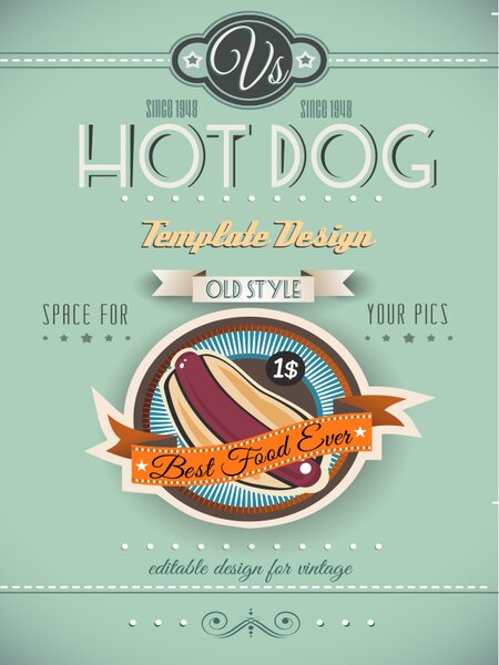 Ceduľa Hot Dog Best Food Ever 30cm x 20cm Plechová tabuľa