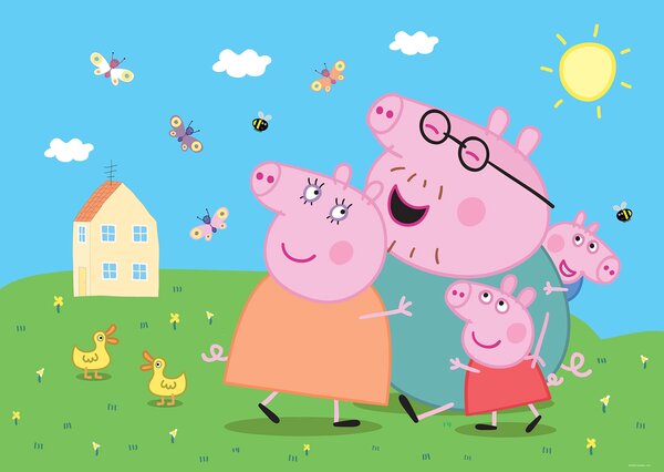 Dětská vliesová fototapeta na zed' Prasátko Peppa s Rodinou | 155 x 110 cm | DFTDNM5297