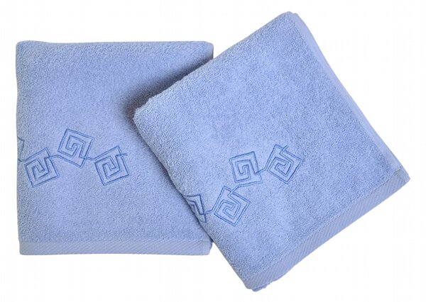 Nechte se hýčkat froté ručníkem a osuškou DENY vyrobeným z kvalitní 100% bavlny s gramáží 450 g/m2. Je velmi jemný na dotyk. Výšivka v dolní části. Barva osušky je modrá