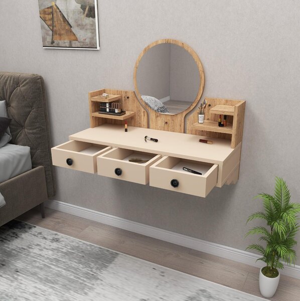 Toaletní stolek Makole (borovice atlantická + béžová)