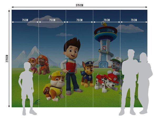 Dětská vliesová fototapeta na zed' Tlapková Patrola Čeká na Poplach | 375 x 270 cm | DFTDNXXL5075