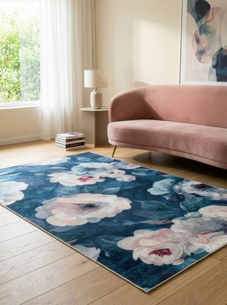 Koberec LOTUS 5 tmavomodrý / růžový