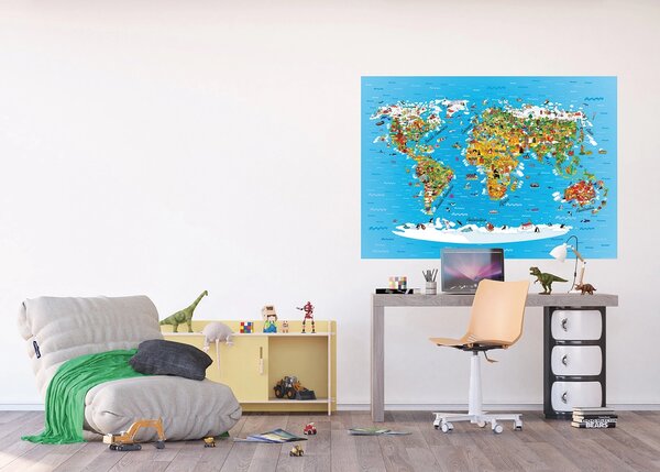 Dětská vliesová fototapeta na zed' Dětská Mapa Světa | 155 x 110 cm | DFTNM2650