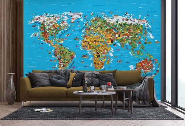 Fototapeta na zed' Dětská Mapa Světa | 360 x 254 cm | DFTS1320