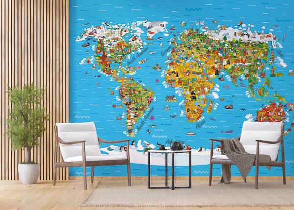 Fototapeta na zed' Dětská Mapa Světa | 360 x 254 cm | DFTS1320