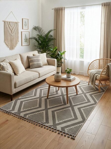 Koberec LINEA 4 BOHO hnědý / světle béžový