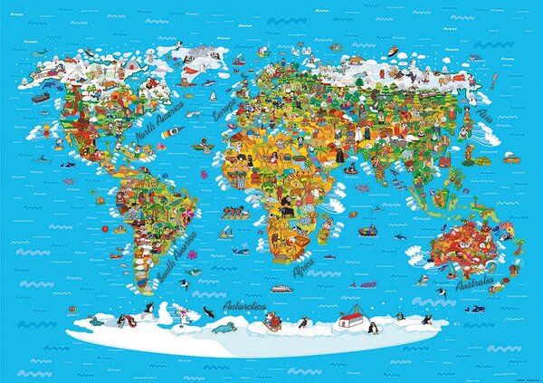 Fototapeta na zed' Dětská Mapa Světa | 360 x 254 cm | DFTS1320