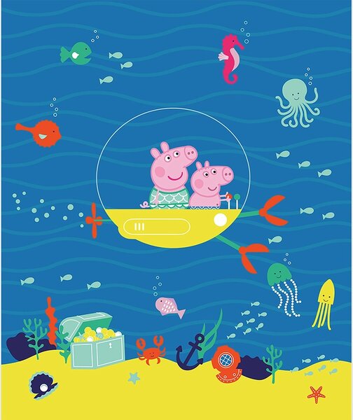 Dětská vliesová fototapeta na zed' Prasátko Peppa Podvodní Dobrodružství | 225 x 270 cm | DFTD3P5171