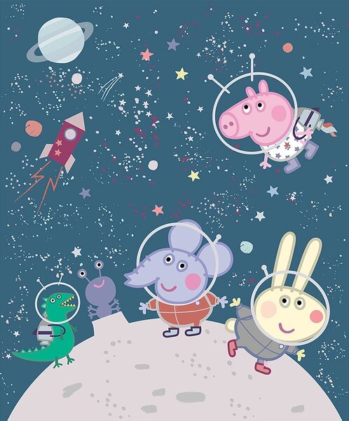 Dětská vliesová fototapeta na zed' Prasátko Peppa Vesmírné Dobrodružství | 225 x 270 cm | DFTD3P5173